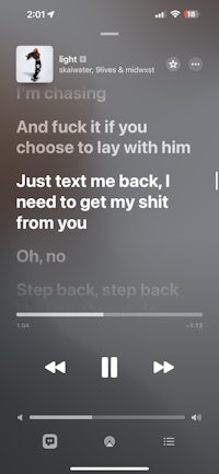 a screenshot of the lyrics app on an iphone